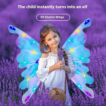 Electric Fairy Wings Costume Accessory Light up Costume Angel Wings Girl Performance Props for Kids Toys Elf Wings Party Decorations, Dress up Costume