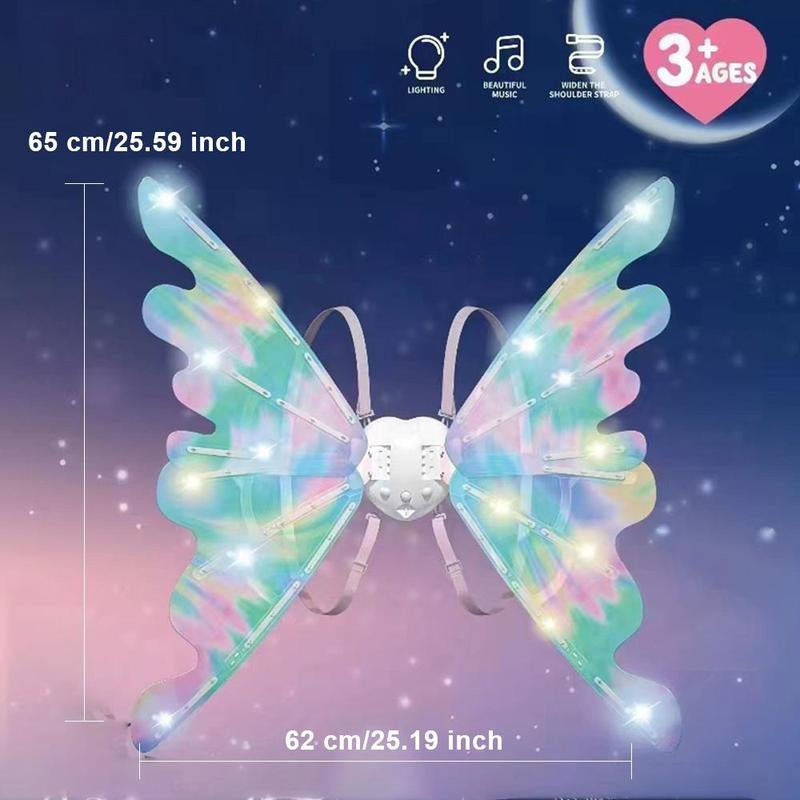 Electric Fairy Wings Costume Accessory Light up Costume Angel Wings Girl Performance Props for Kids Toys Elf Wings Party Decorations, Dress up Costume