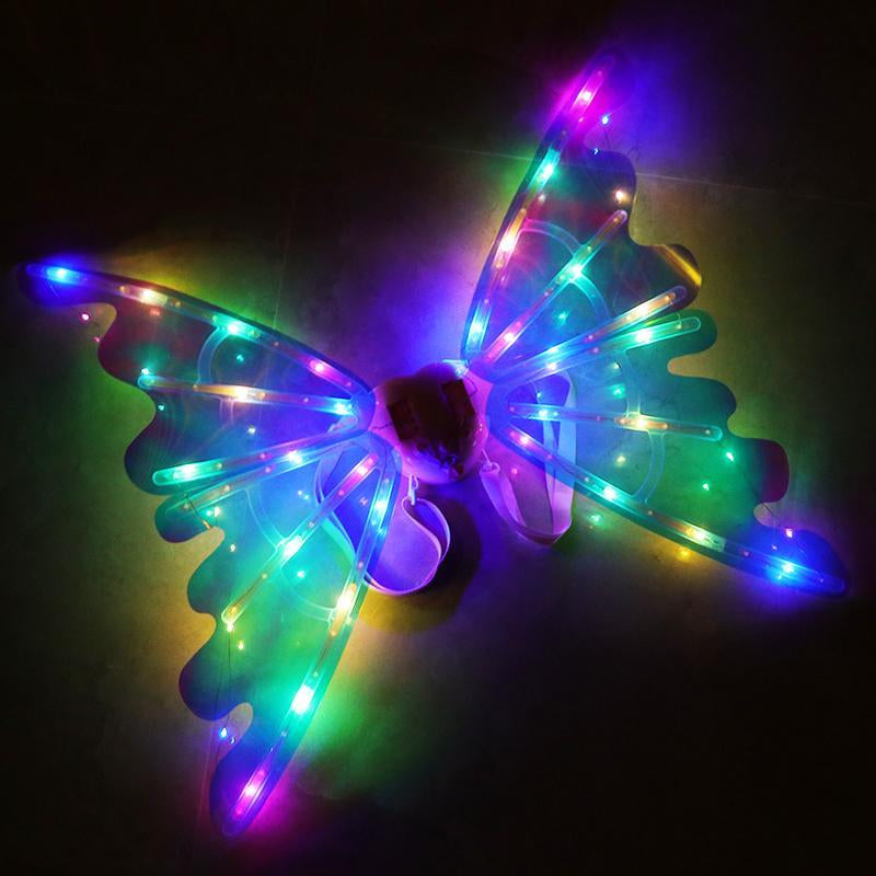 Electric Fairy Wings Costume Accessory Light up Costume Angel Wings Girl Performance Props for Kids Toys Elf Wings Party Decorations, Dress up Costume